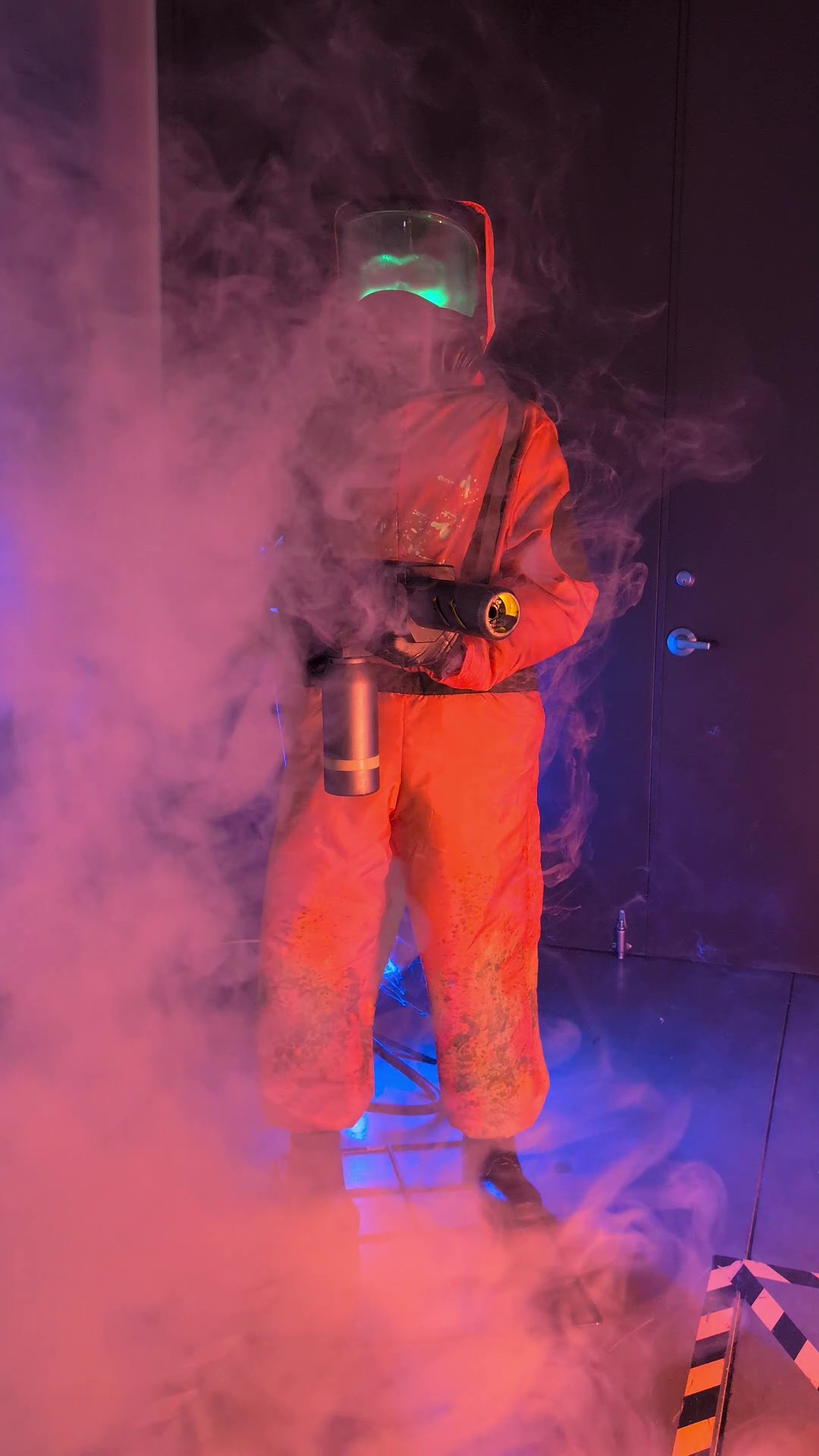 Straight from a classified zone, this towering 6.25FT alien in a bio-suit brings quarantine horror to life with flashing lights, creepy motion, and unsettling sci-fi ambiance.